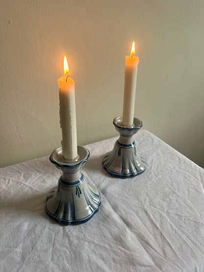 PAIR OF SWEDISH 30S CERAMIC CANDLE HOLDERS