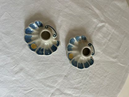 PAIR OF SWEDISH SHELL CANDLE HOLDERS
