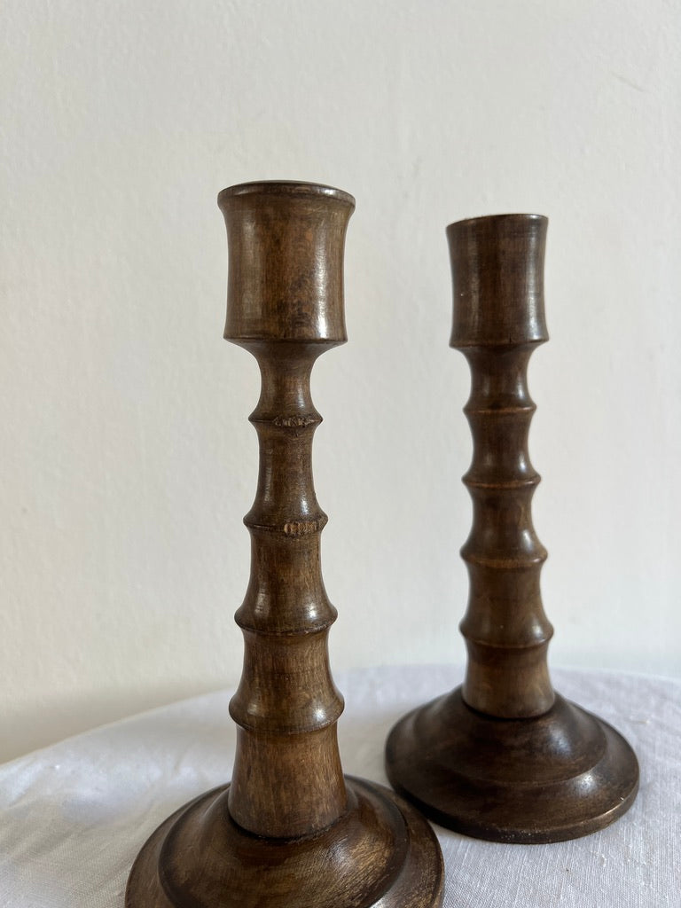 PAIR OF FAUX BAMBOO CANDLE STICKS