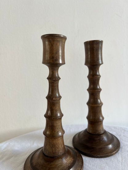 PAIR OF FAUX BAMBOO CANDLE STICKS