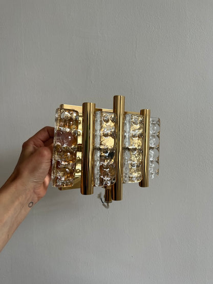 Pair of Mid Century brass & glass wall lights by Swedish designer
