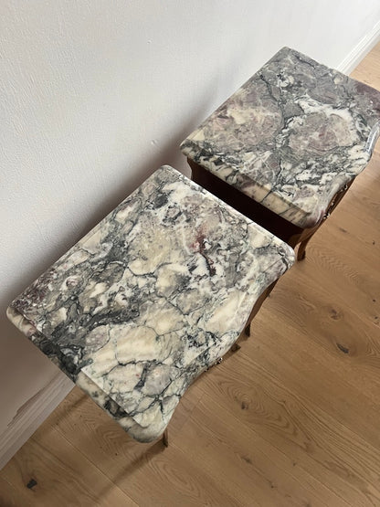 PAIR OF FRENCH MARBLE BEDSIDE TABLES