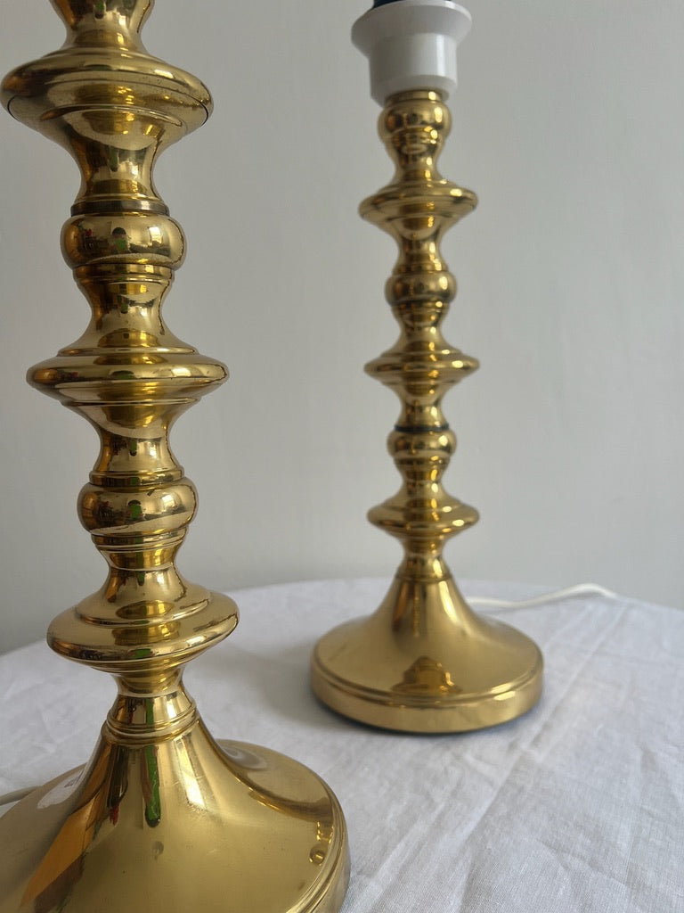 Pair of Mid Century Swedish brass matching table lamps