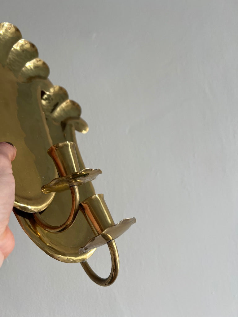 PAIR OF BRASS SCONCES