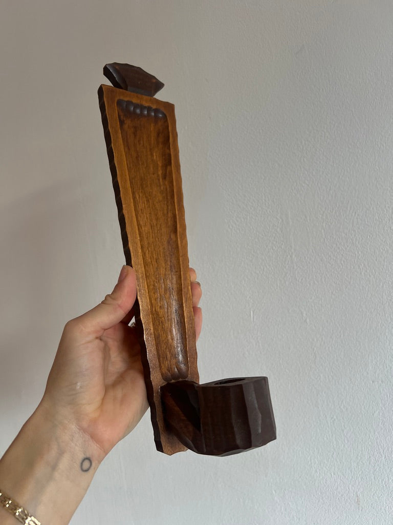 PAIR OF SLIM WOODEN SCONCES