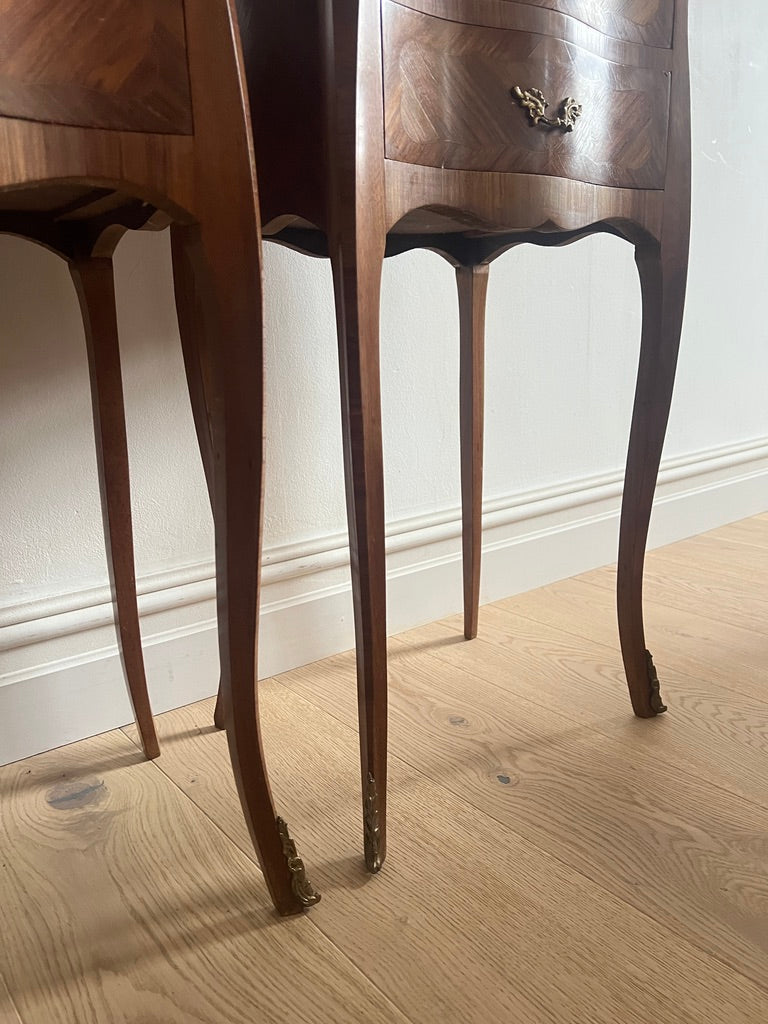 PAIR OF FRENCH MARBLE BEDSIDE TABLES