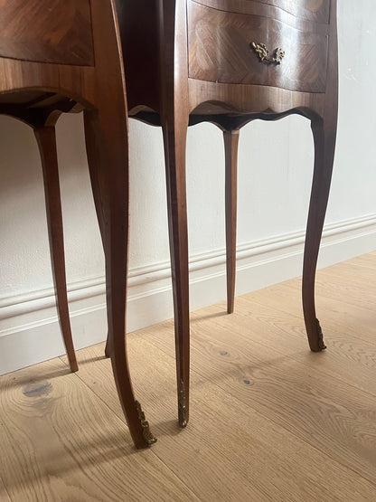 PAIR OF FRENCH MARBLE BEDSIDE TABLES