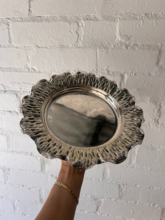 FLOWER SILVER STAMPED PLATE
