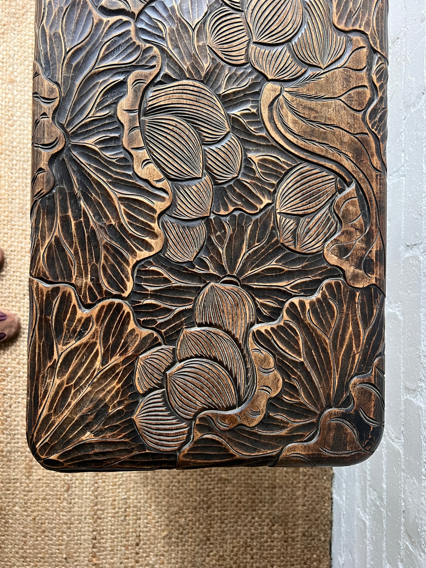 ARTS & CRAFTS CARVED OCCASIONAL TABLE