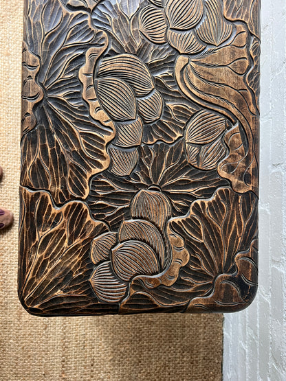 ARTS & CRAFTS CARVED OCCASIONAL TABLE