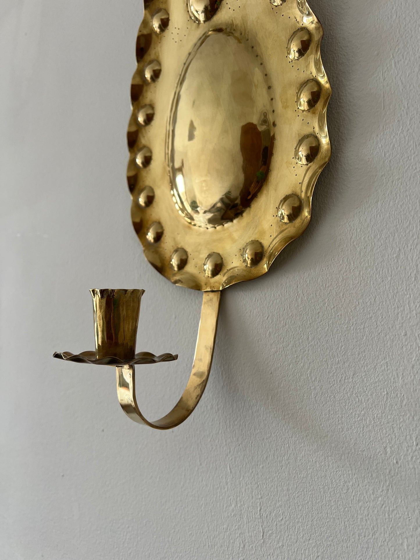 Pair of vintage Swedish brass teardrop sconces