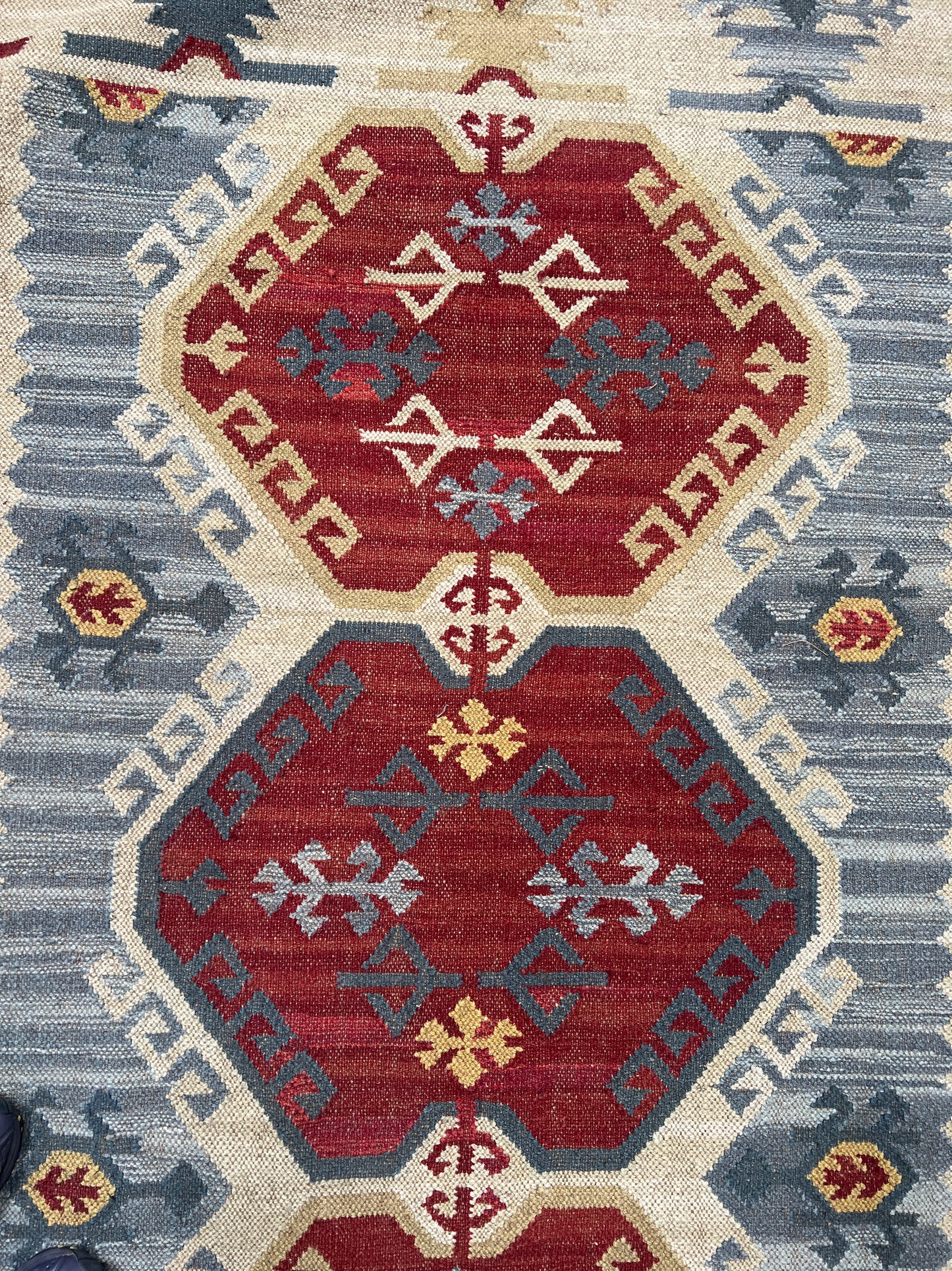 LARGE RED & BLUE VINTAGE RUG