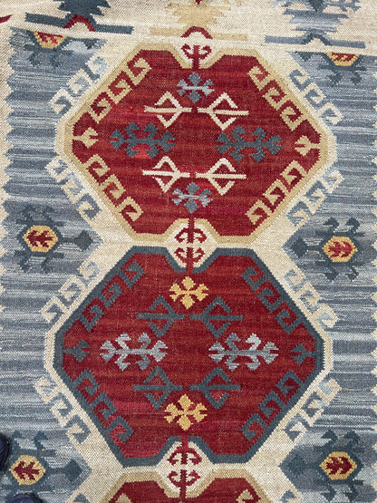 LARGE RED & BLUE VINTAGE RUG