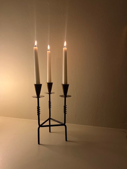 70S SWEDISH TRIPOD BLACK CANDLE HOLDER