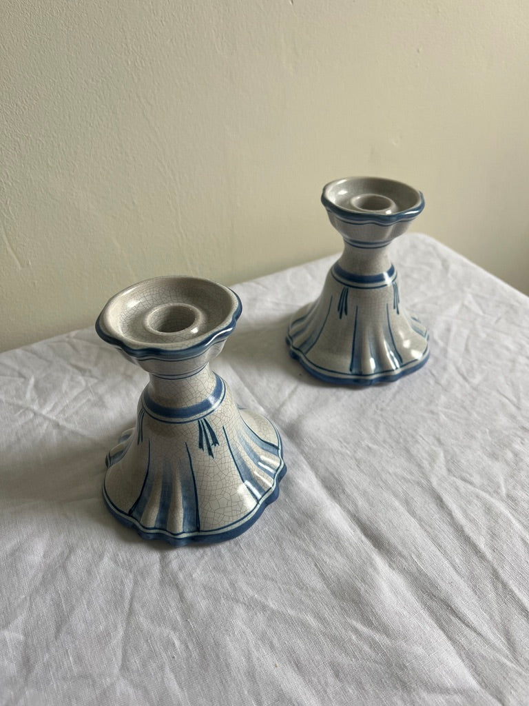 PAIR OF SWEDISH 30S CERAMIC CANDLE HOLDERS