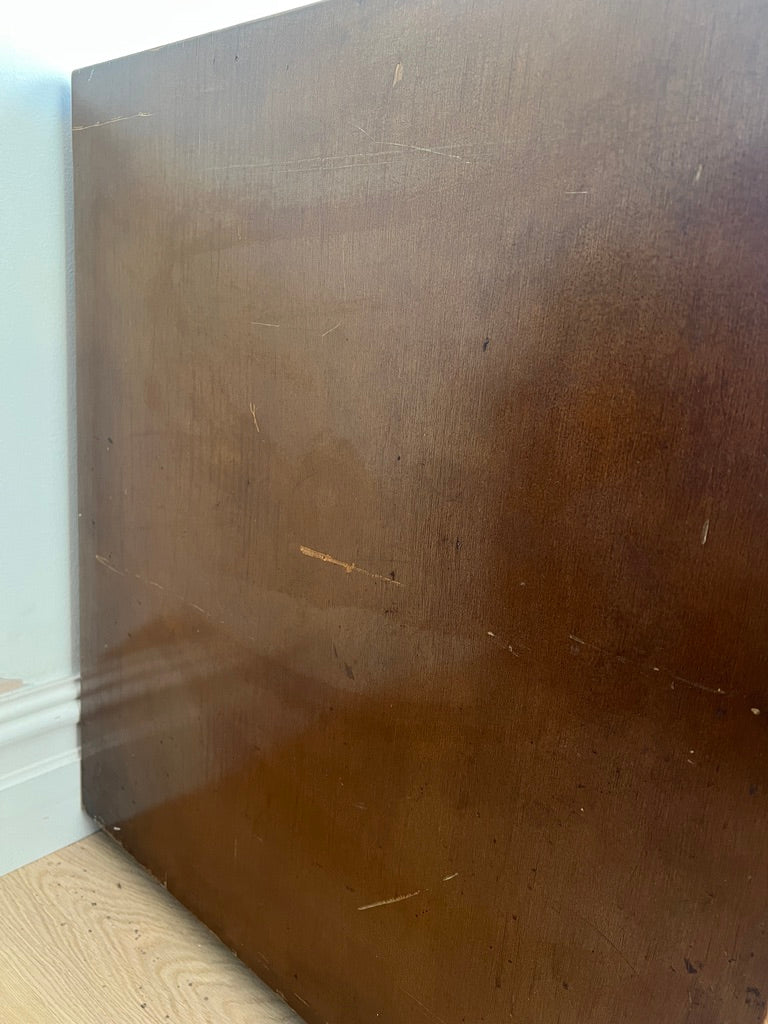 SMALL WALNUT VENEER RECORD CABINET WITH BRASS DETAILS