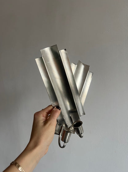 PAIR OF SILVER ENGRAVED SCONCES