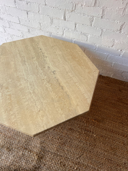 FRENCH OCTAGONAL CREAM TRAVERTINE TABLE