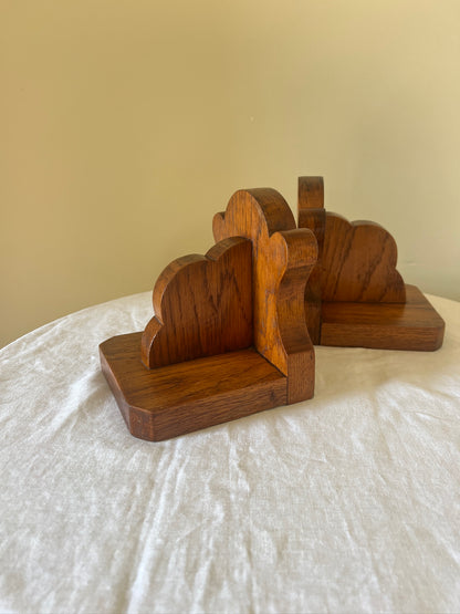 PAIR OF WOODEN CLOUD BOOK ENDS