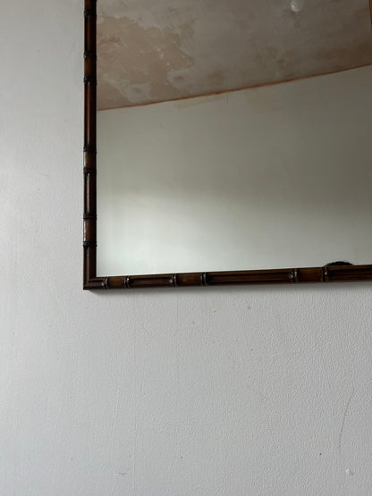 SQUARE WOODEN BAMBOO FRAMED MIRROR