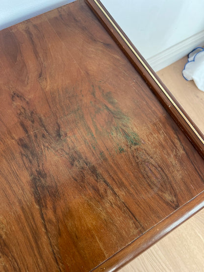 SMALL WALNUT VENEER RECORD CABINET WITH BRASS DETAILS
