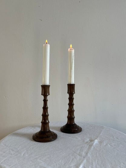 PAIR OF FAUX BAMBOO CANDLE STICKS