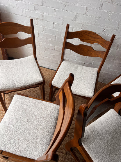 SET OF SIX OAK RAZOR DINING CHAIRS
