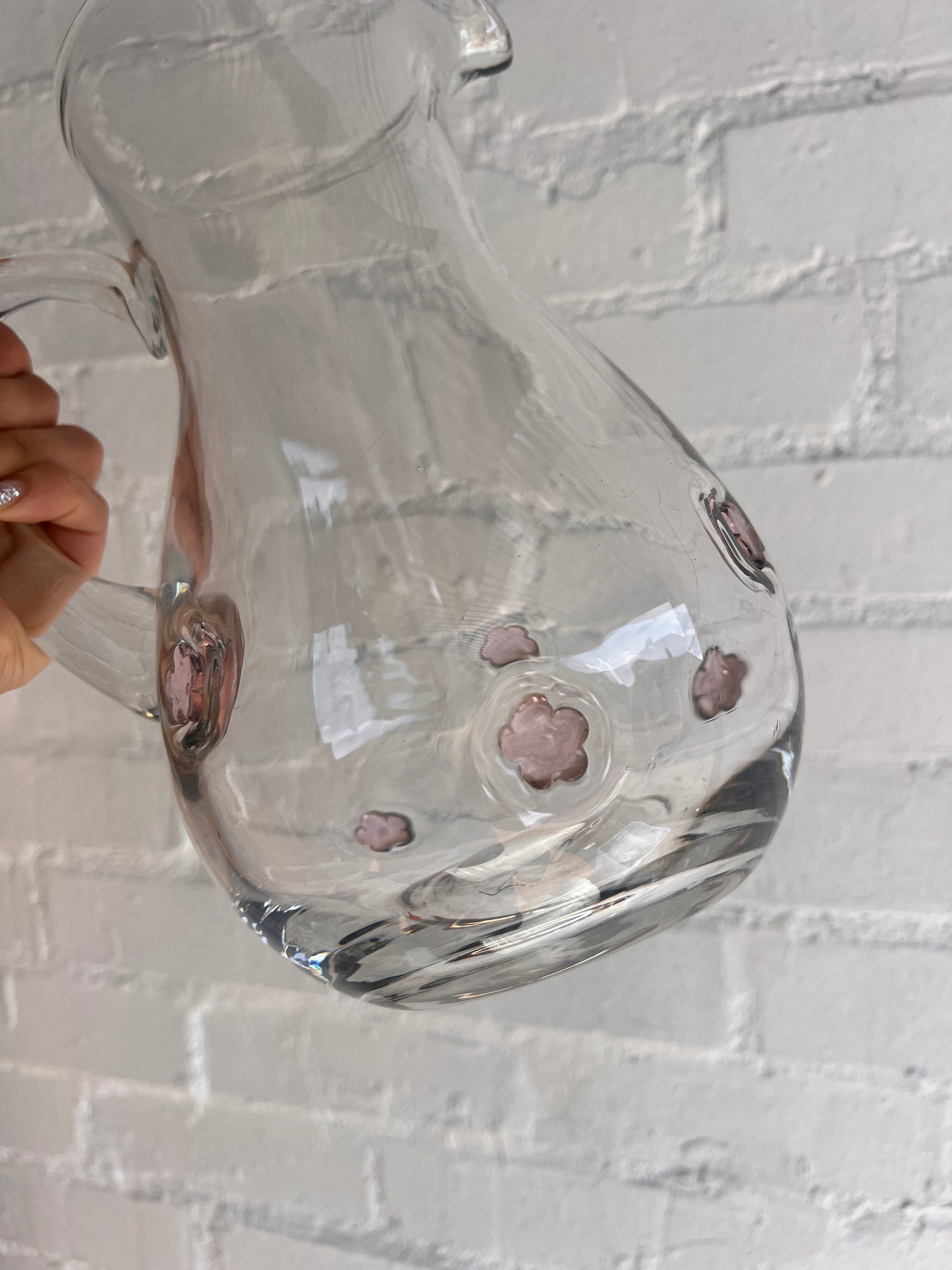 PINK FLOWER GLASS JUG