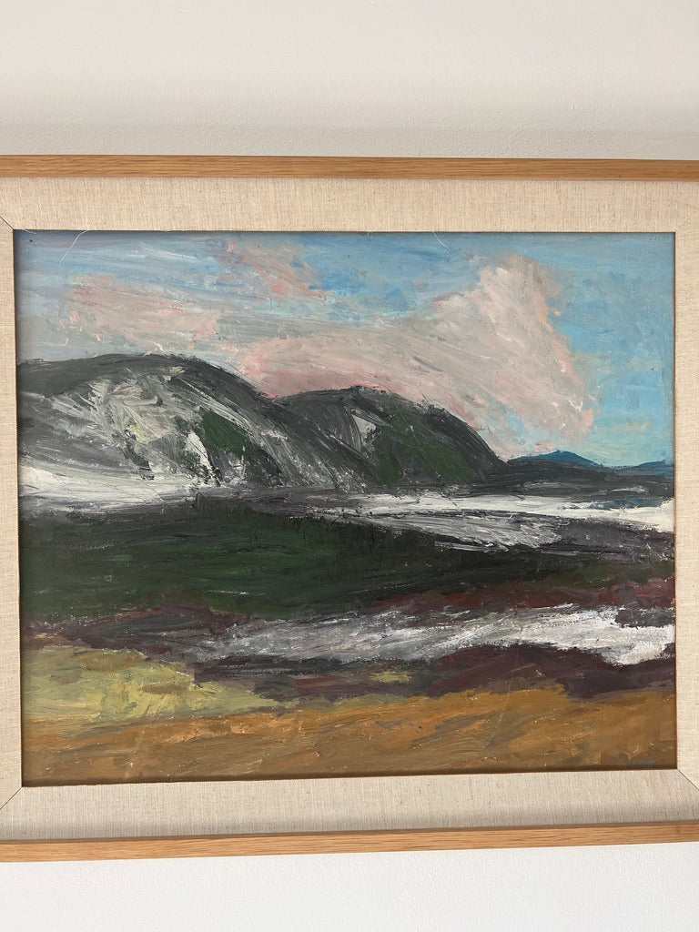 Swedish landscape oil in a wooden frame