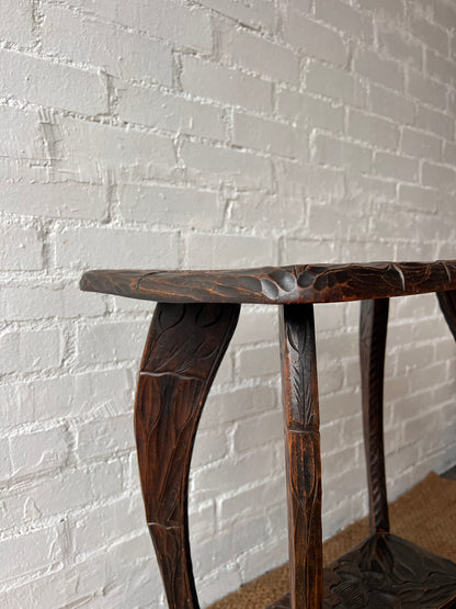 ARTS & CRAFTS CARVED OCCASIONAL TABLE