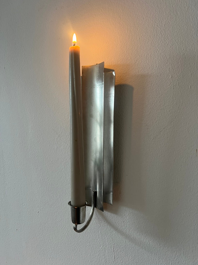 PAIR OF SILVER ENGRAVED SCONCES