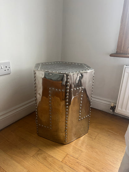 Riveted aluminium  hexagonal stool/ side table