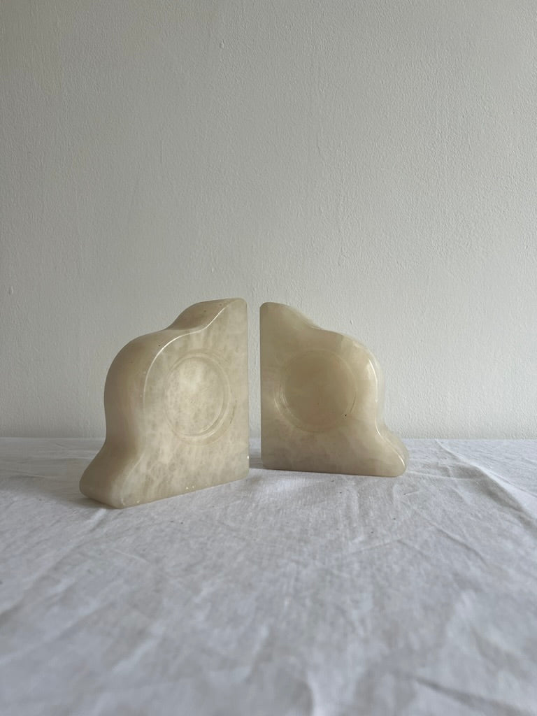 Pair of marble white 'cloud' book ends