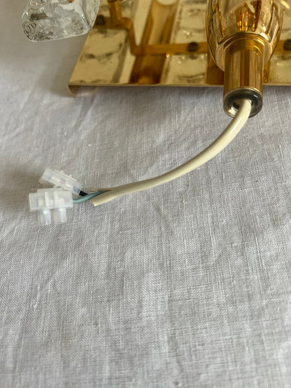 Pair of Mid Century brass & glass wall lights by Swedish designer