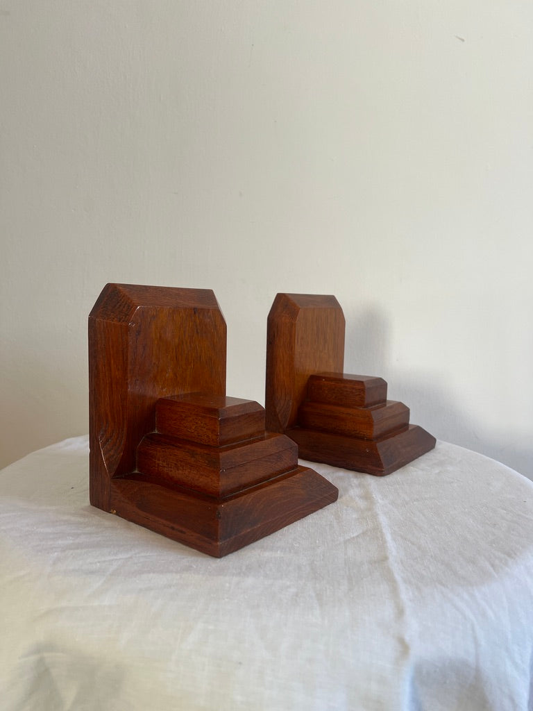PAIR OF ART DECO WOODEN BOOK ENDS