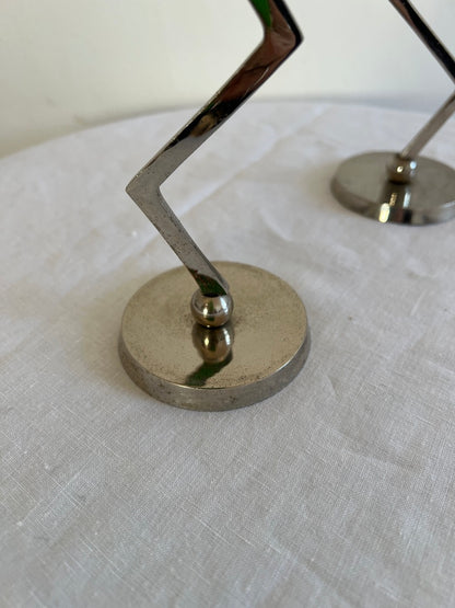 SMALL CHROME ZIG ZAG CANDLE HOLDERS