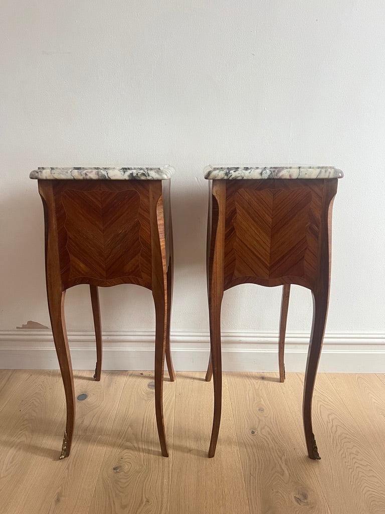 PAIR OF FRENCH MARBLE BEDSIDE TABLES