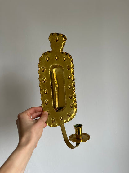 PAIR OF RECTANGULAR BRASS SCONCES