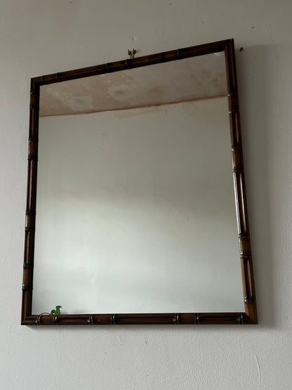 SQUARE WOODEN BAMBOO FRAMED MIRROR