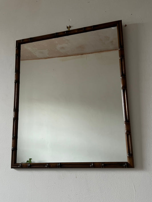 SQUARE WOODEN BAMBOO FRAMED MIRROR