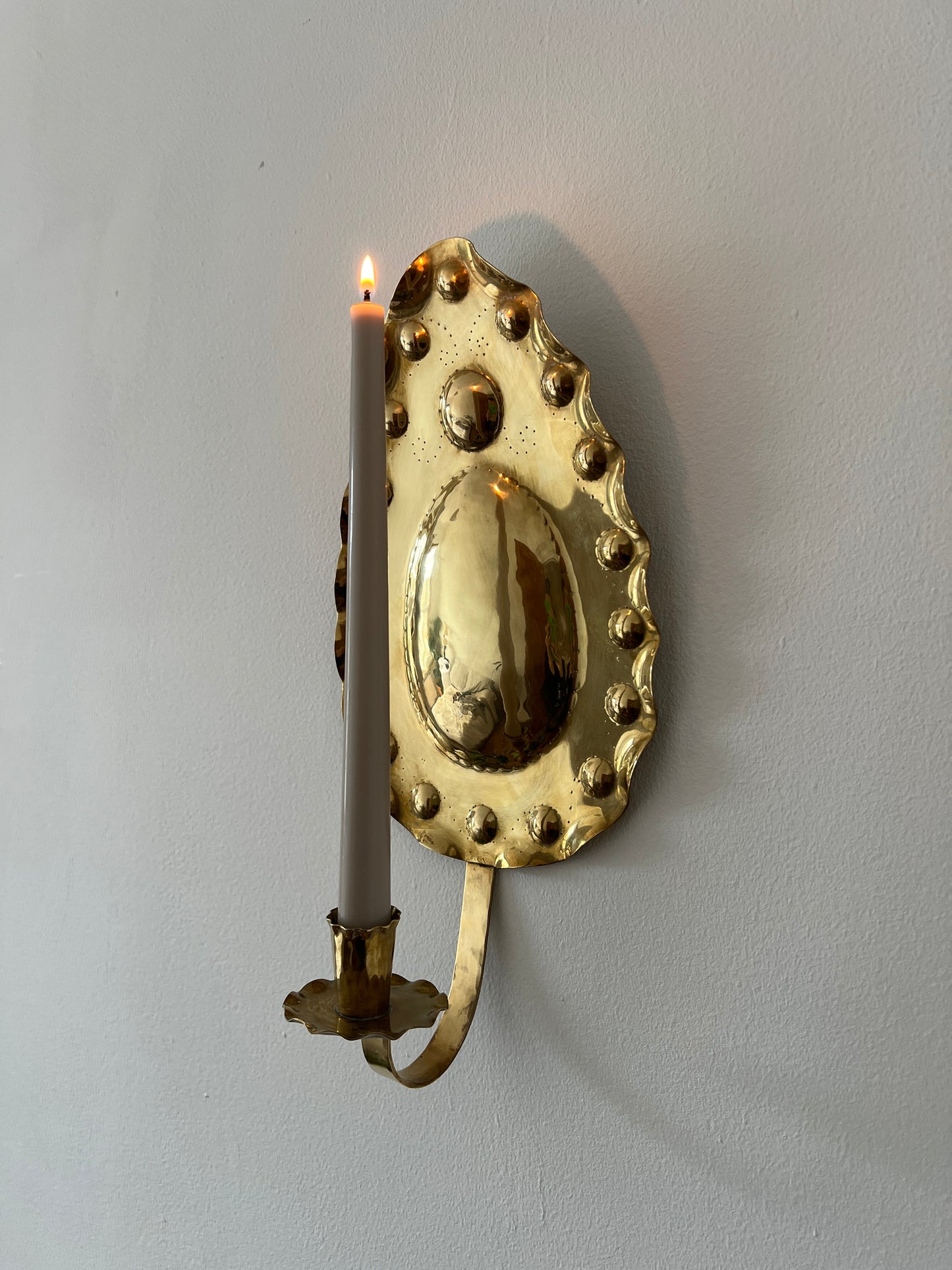 Pair of vintage Swedish brass teardrop sconces