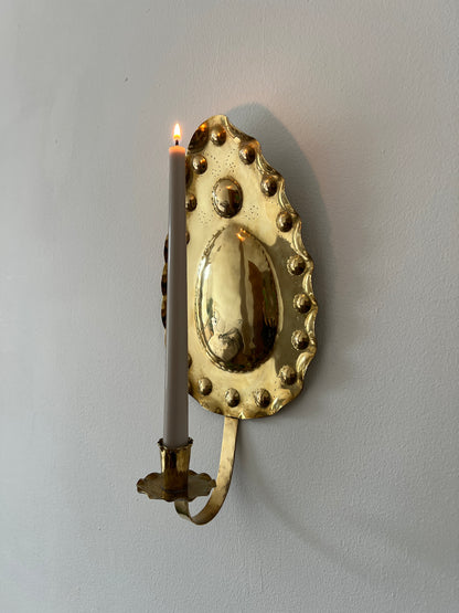 Pair of vintage Swedish brass teardrop sconces