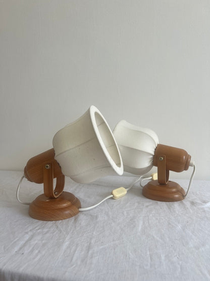 Pair of Swedish cocoon shade pine wall lights
