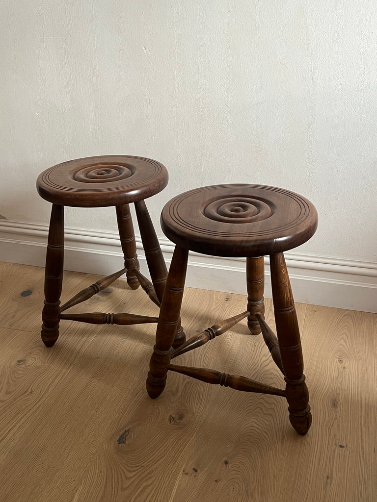 PAIR OF FRENCH WOODEN STOOLS