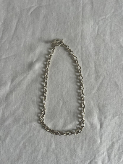 ANCHOR SILVER NECKLACE WITH DETAILED T BAR