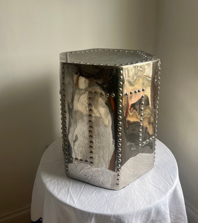 Riveted aluminium  hexagonal stool/ side table