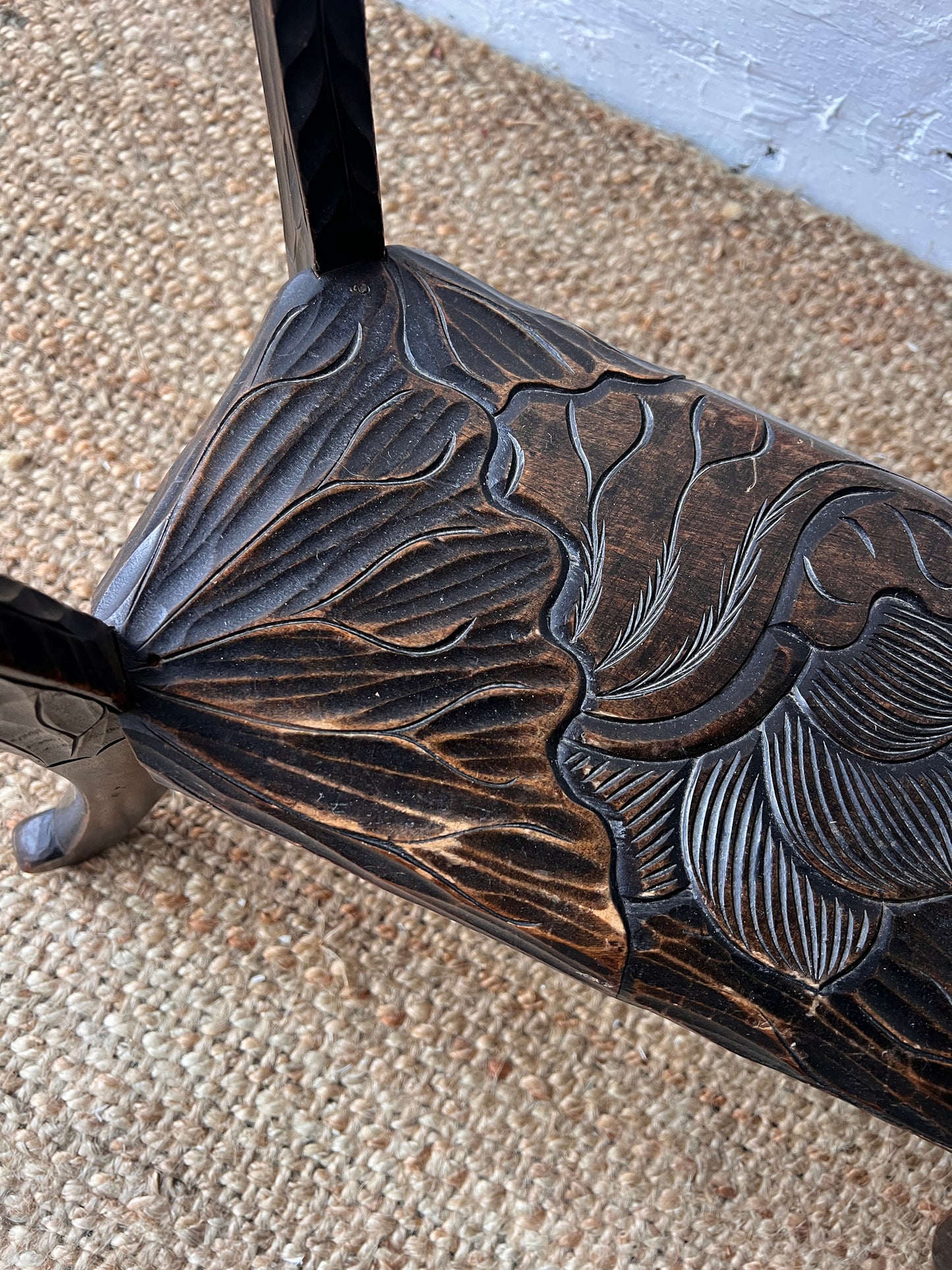 ARTS & CRAFTS CARVED OCCASIONAL TABLE