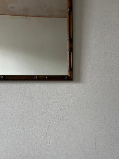 SQUARE WOODEN BAMBOO FRAMED MIRROR