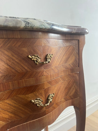 PAIR OF FRENCH MARBLE BEDSIDE TABLES