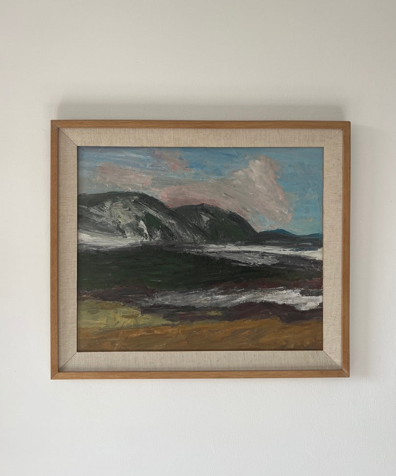 Swedish landscape oil in a wooden frame